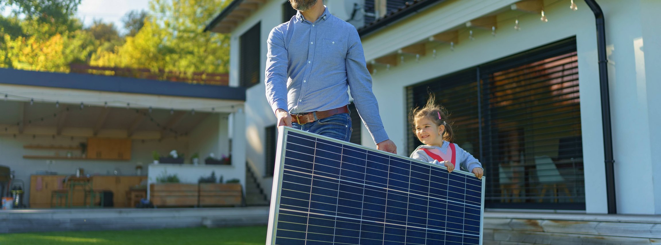 House with solar panels used for marketing background