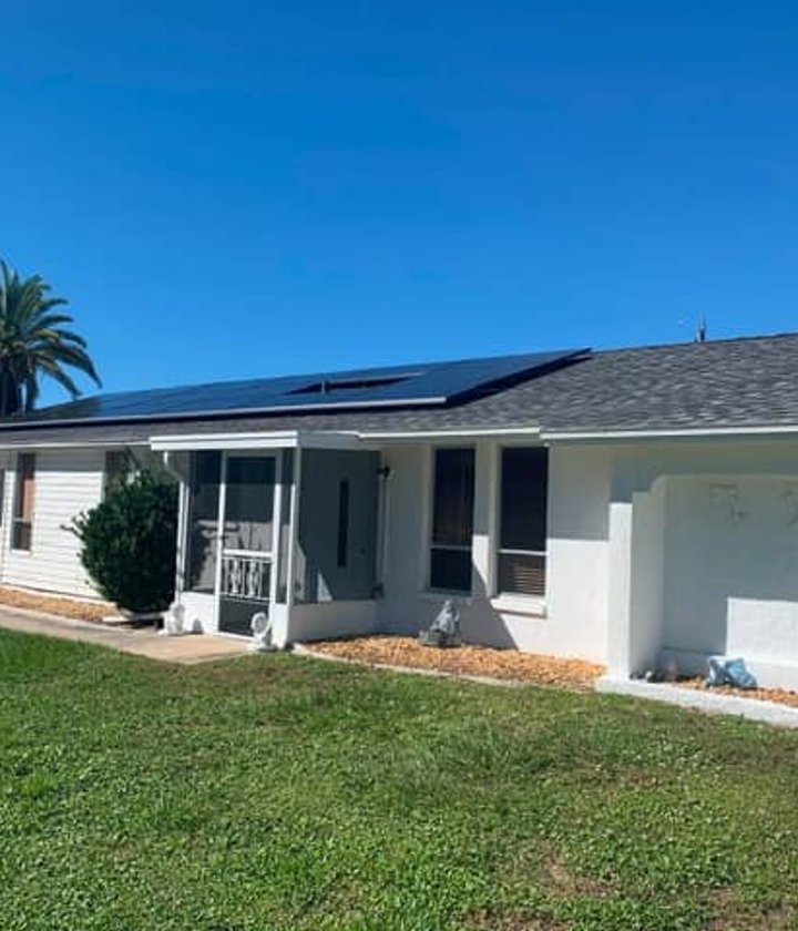Roof with solar system used for testimonial background